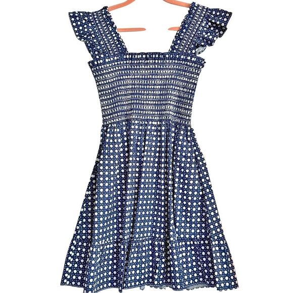 Hill House Home Elizabeth Nap Dress Blue Basketweave Lined Mini Dress. XS. NEW. - Picture 2 of 10